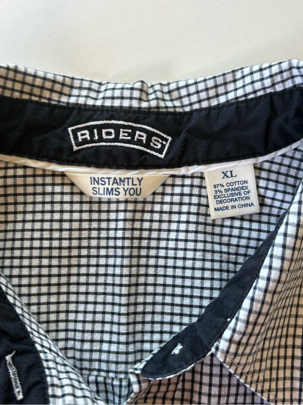 Riders Instantly Slims You, White and Black Gingham Button Up Women's Blouse XL - Picture 6 of 7